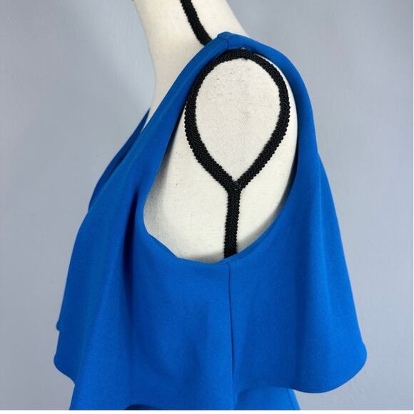 Badgley Mischka Fallon Maxi Gown Crepe Cobalt Blue - Picture 9 of 13